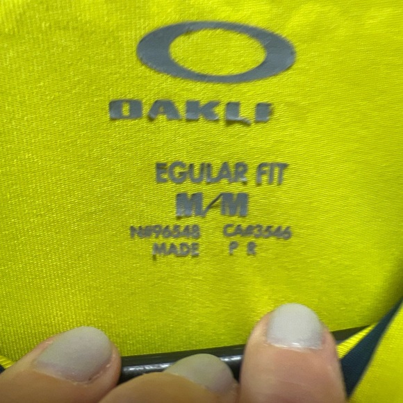 Oakley Polo Shirt Mens Medium Green Yellow Hydrolix Eyewear Golf Golfer Preppy - Picture 4 of 7